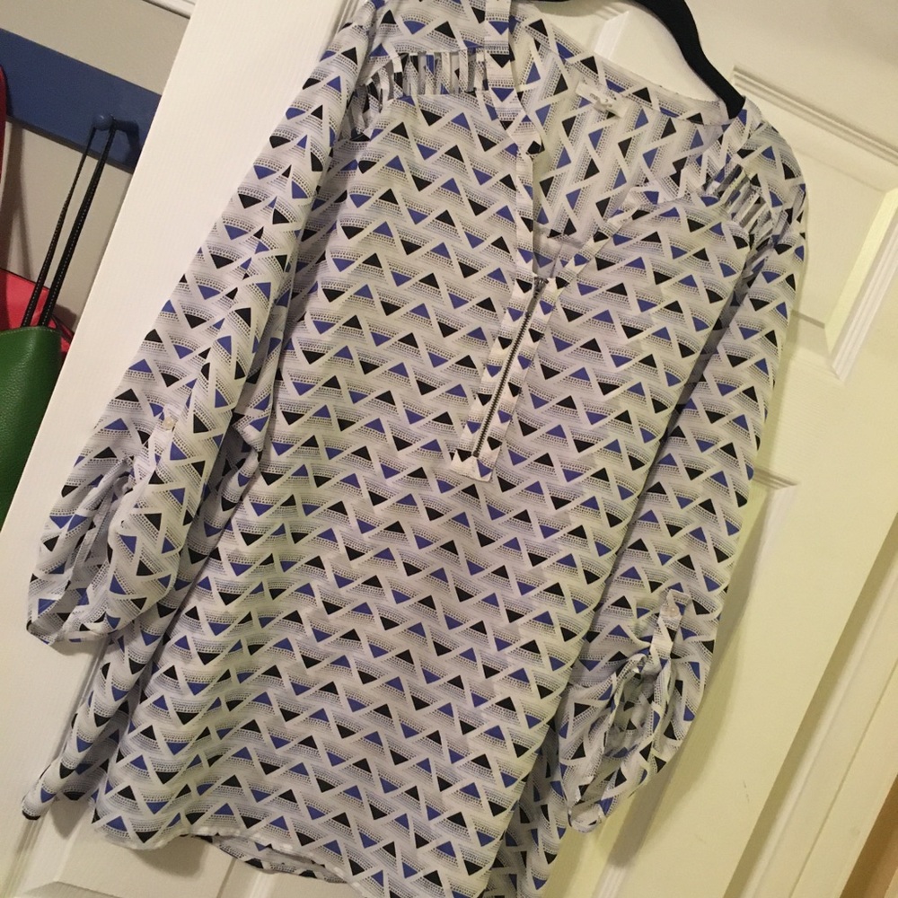 Maurices 3X plus size dress shirt tunic blue white